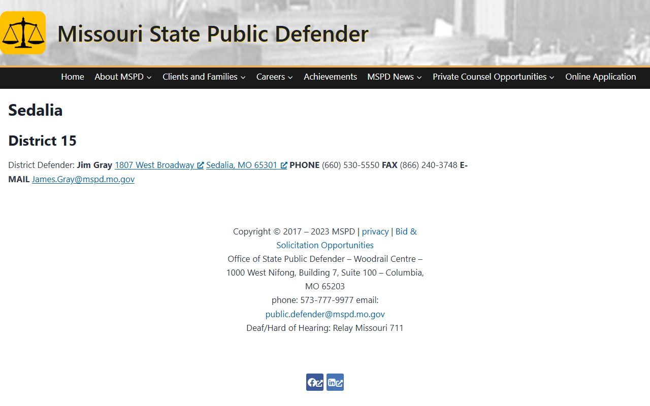 Pettis County criminal court records Missouri Public Defender Sedalia office