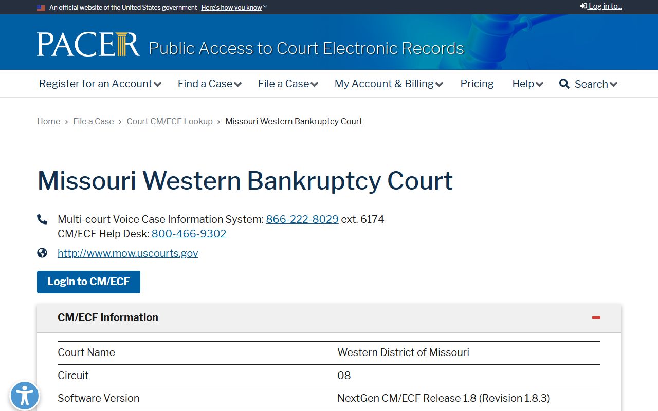 Pettis County Circuit Court records PACER MOWBK lookup