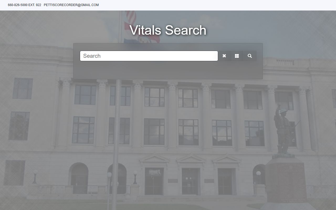 Pettis County marriage records license search portal