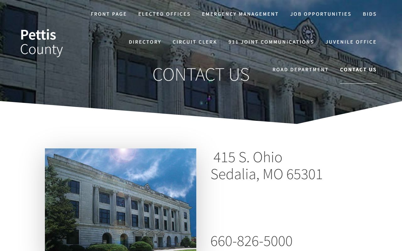 Pettis County court records courthouse contact page