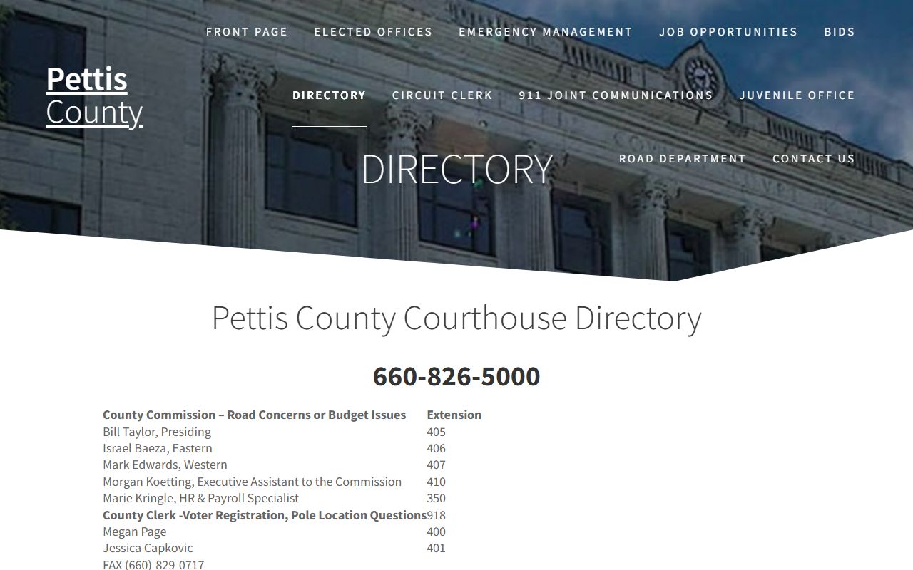 Pettis County court records county office directory