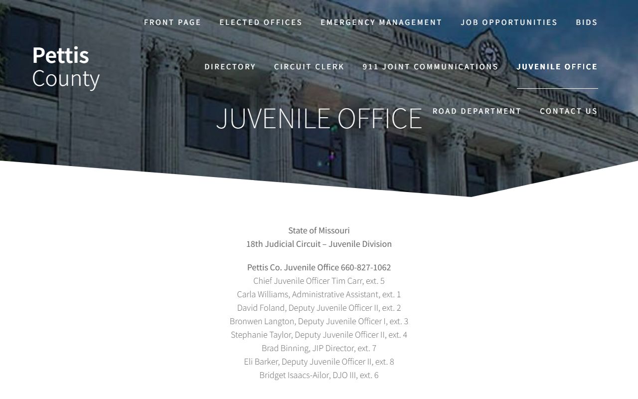 Pettis County probate records Juvenile Office page